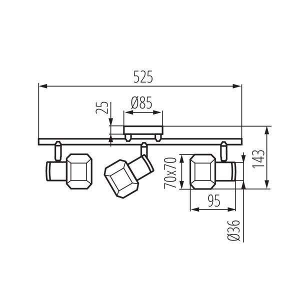 Kanlux - Wand-Deckenleuchte GLASO EL-3I